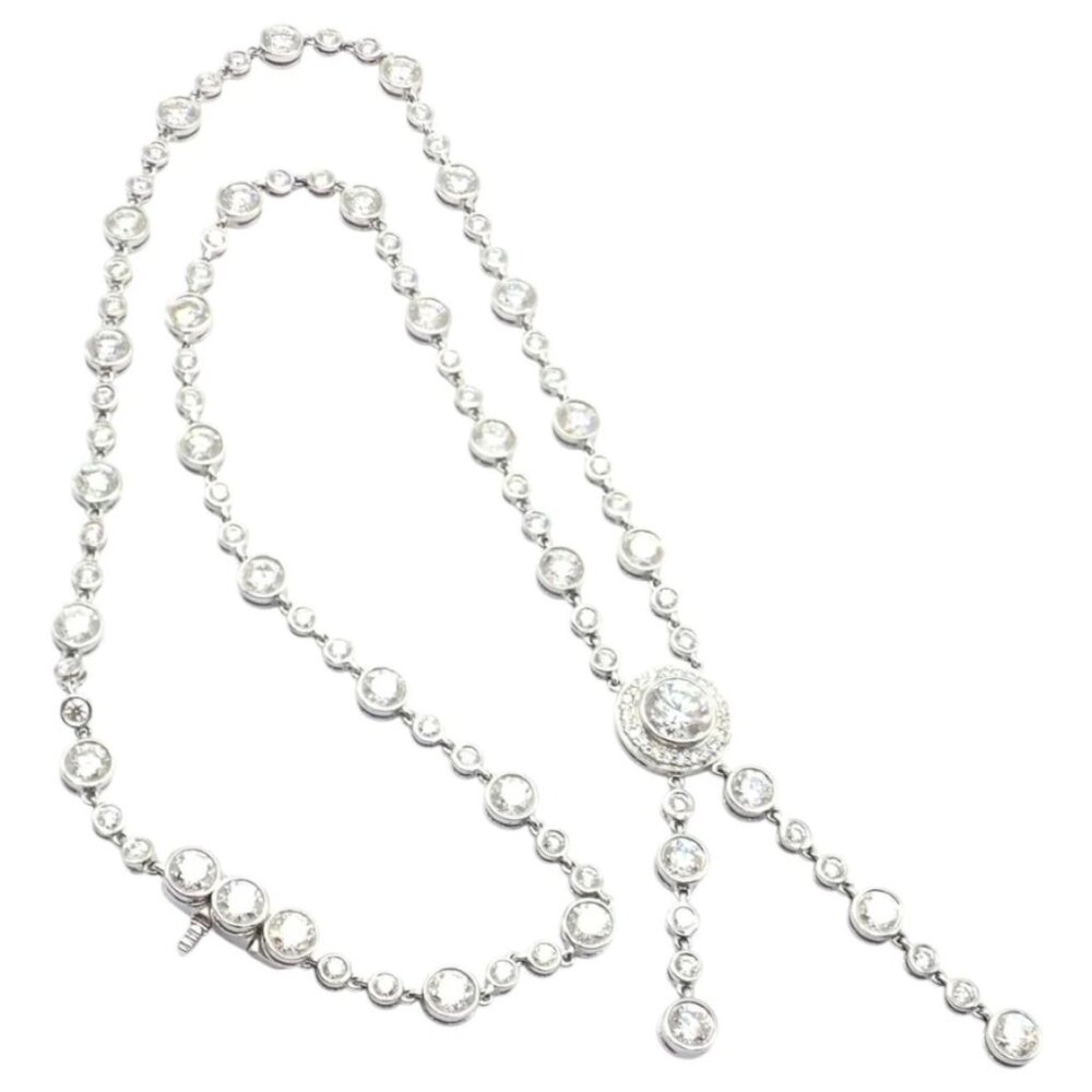 Tiffany & Co Jazz Platinum 8.75ct Diamond Lariat Drop Necklace